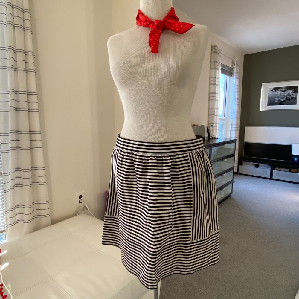 Madewell Vertical and Horizontal Stripe Skirt in Black and White SMALL